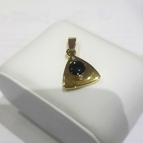 Mens & Womens Black Triangle Pendant Crystal Gold for Chain - Picture 4 of 8